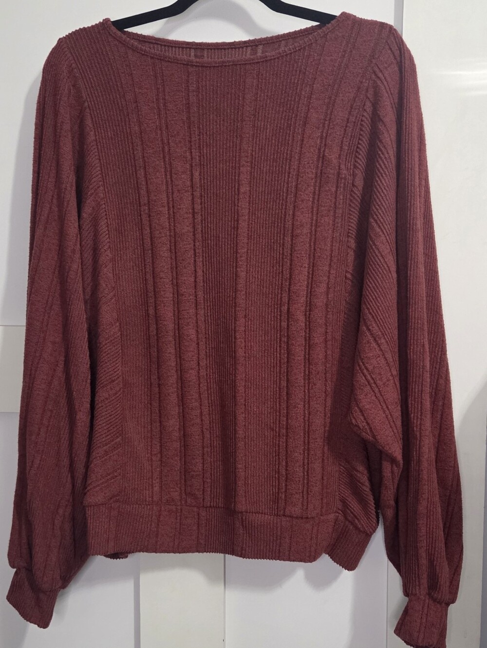 Super Soft Ribbed Crewneck Sweater in Rust Red